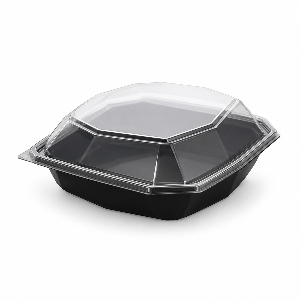 [00-2541] OCTAVIEW - noir fond+transparent couvercle - 23%23x5 1000 ml PS