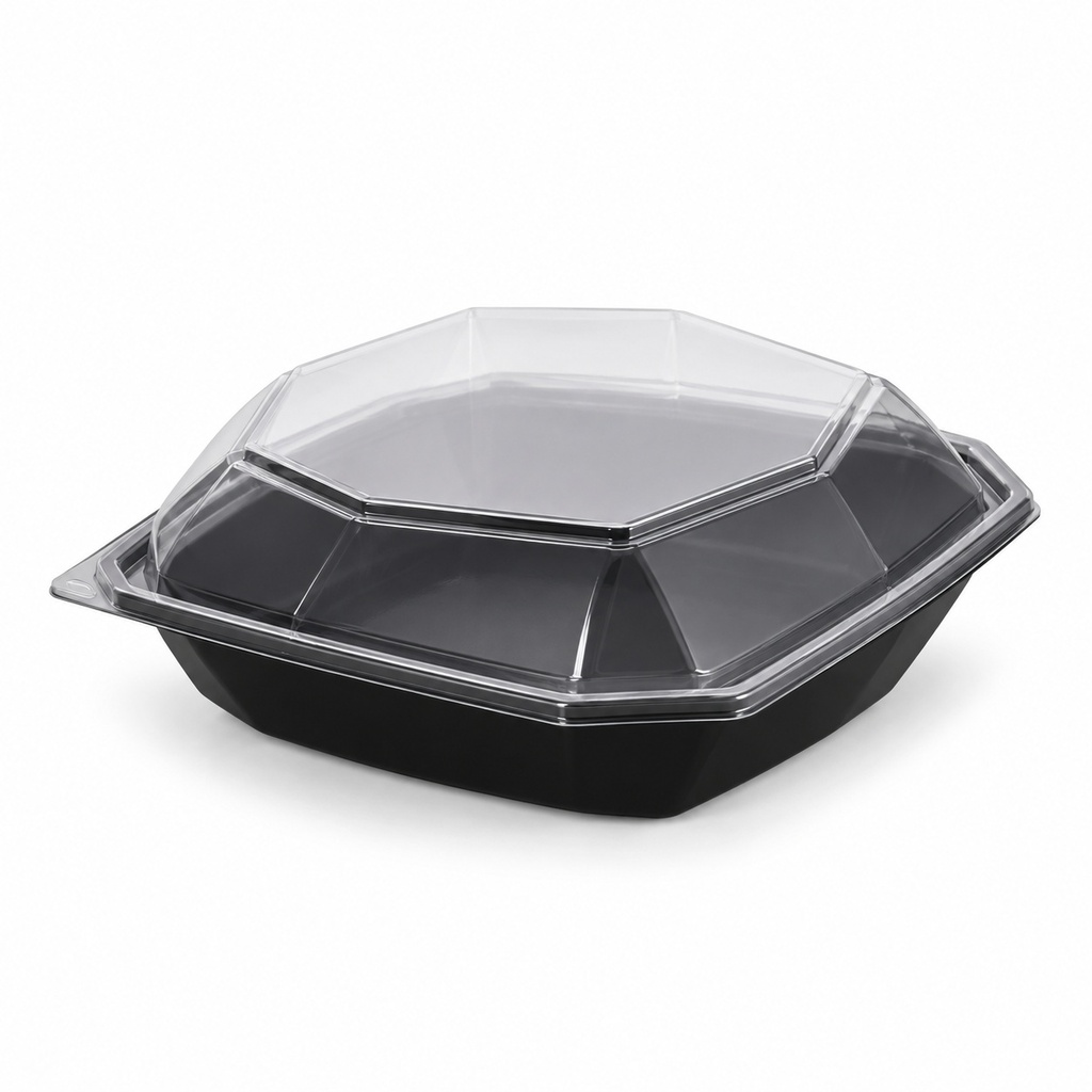 [00-2542] OCTAVIEW - noir fond+transparent couvercle - 23%23x8 1300 ml PS