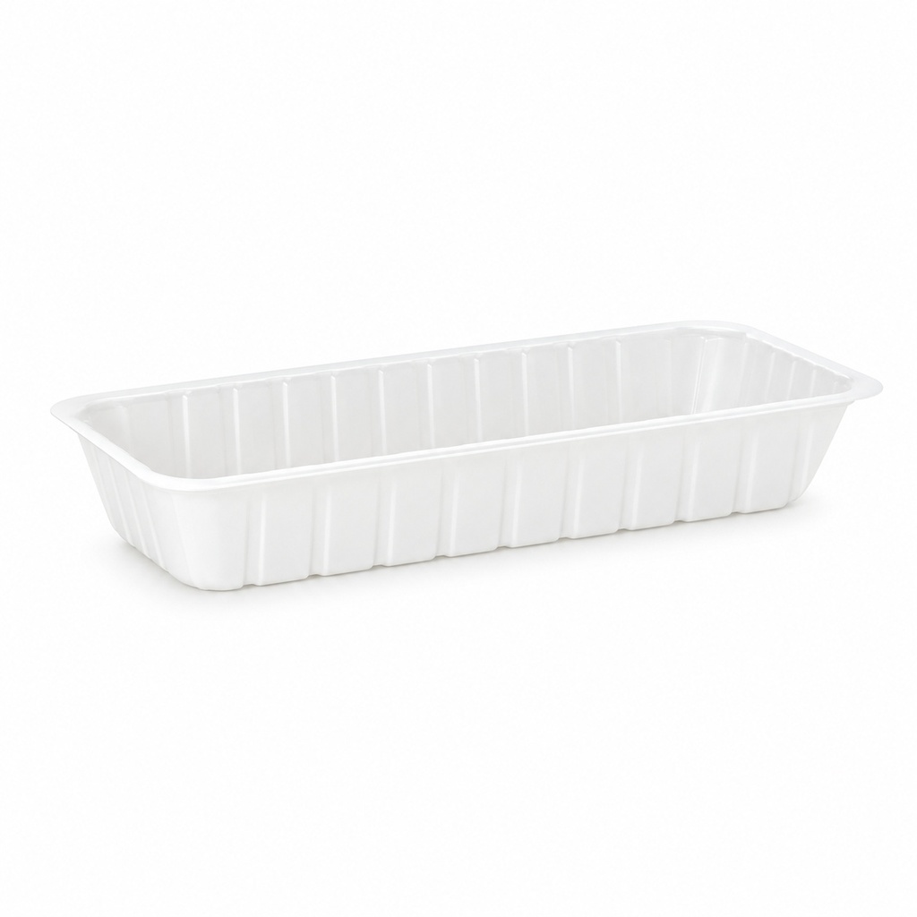[00-2560] PS Barquette A16N Blanc - Barquette fricadelle 300m! - 203x68x34mm