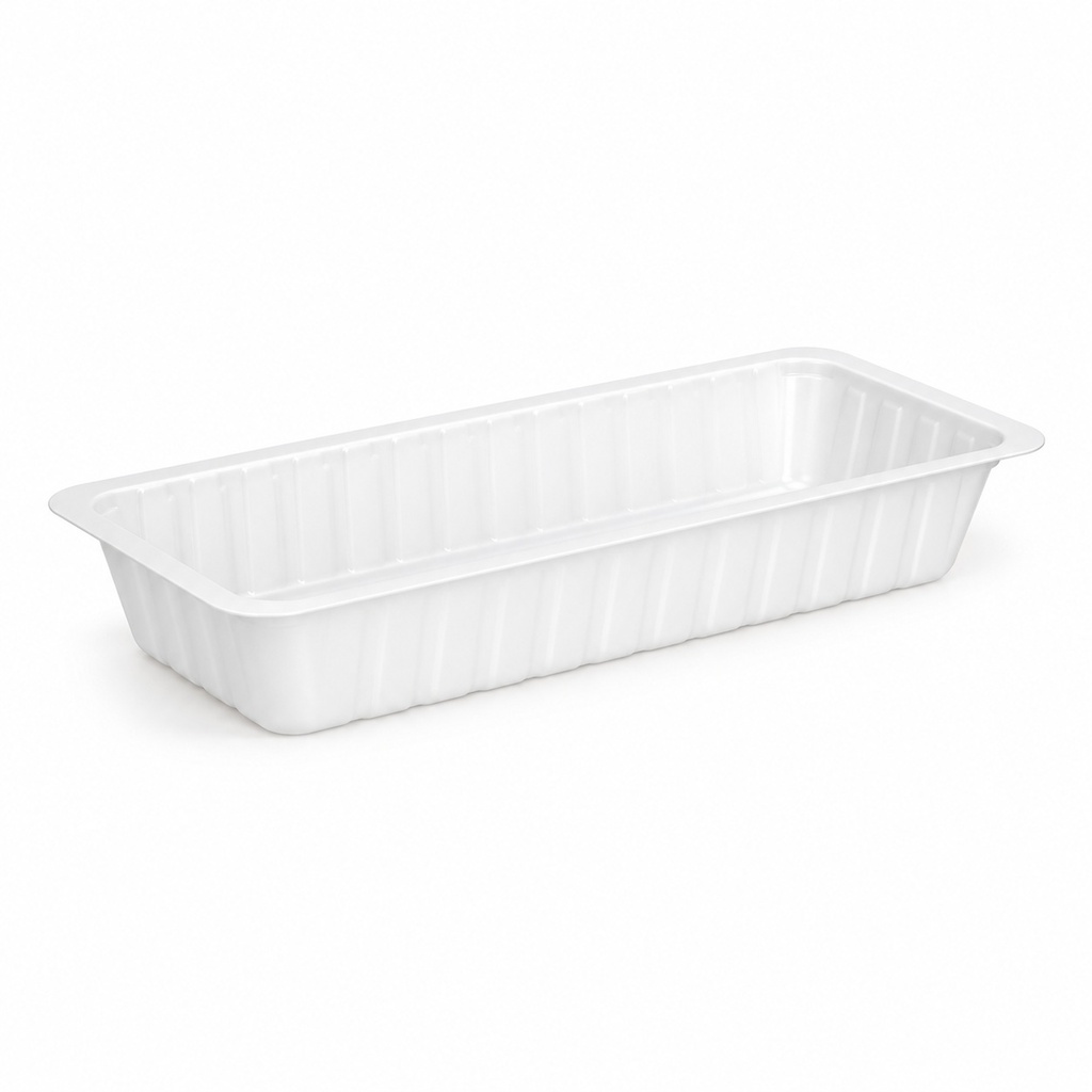 [00-2563] PS Barquette A16D Blanc - Barquette Double fricadelle 450m! - 203x95x35mm