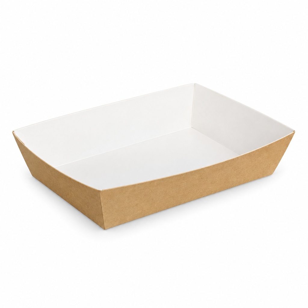 [00-2575] KRAFT Barquette A14 - Barquette a frites Kraft Brun brun/ - blanc