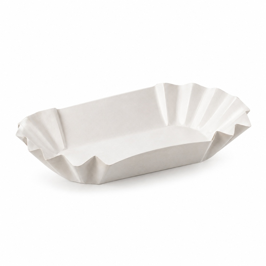 [00-2580] Ravier en carton - Ravier en carton 120x210x35 mm - blanc anti-graisse