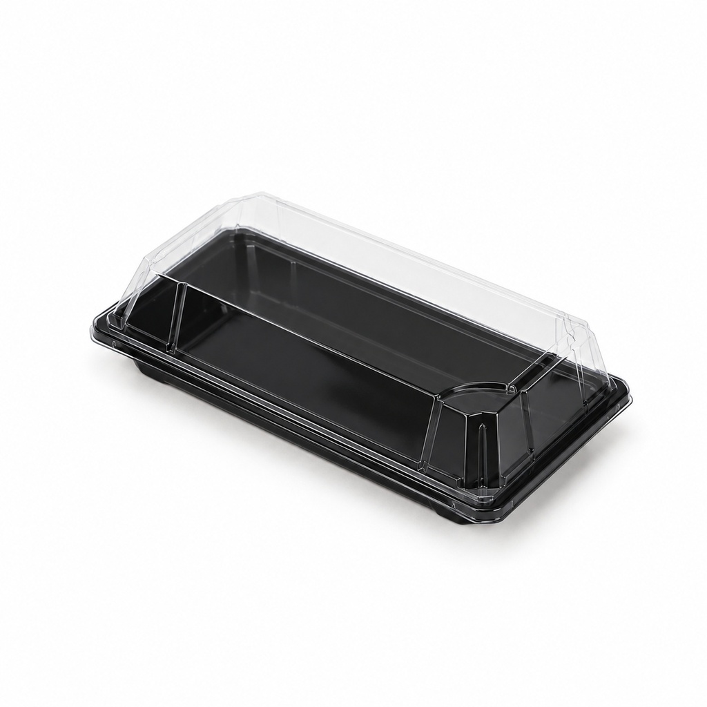 [00-2644] Plateau sushi 01 - GP - 01B noir + couvercle ps