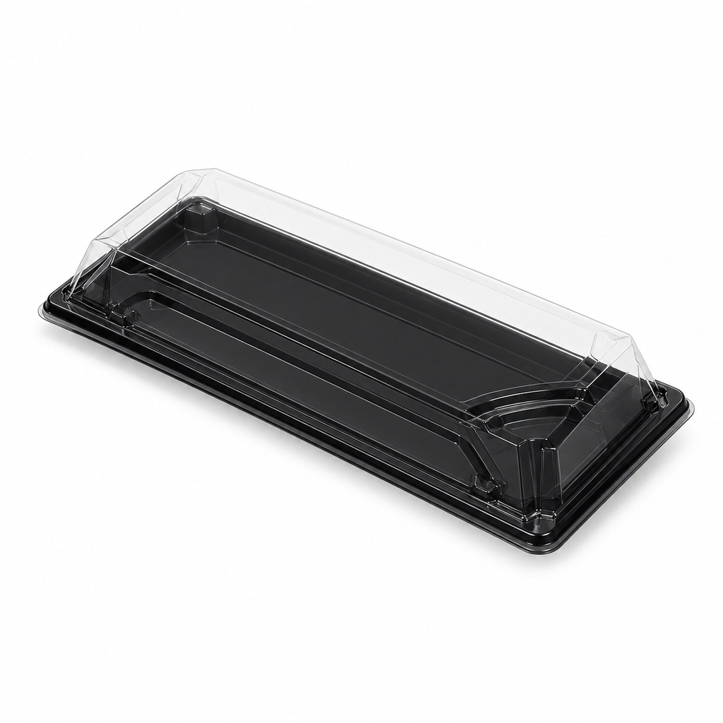 [00-2645] Plateau sushi 02 - GP - 02B noir + couvercle ps