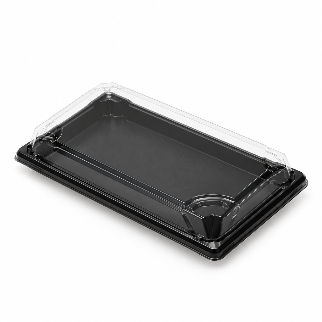 [00-2648] Plateau sushi 07 - GP - 07B noir + couvercle ps