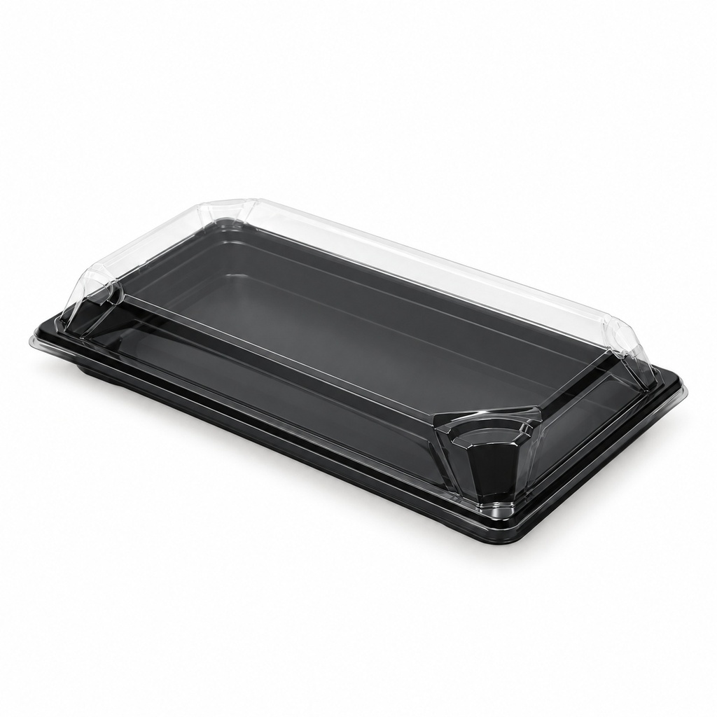 [00-2649] Plateau sushi 09 - GP - O9B noir + couvercle ps