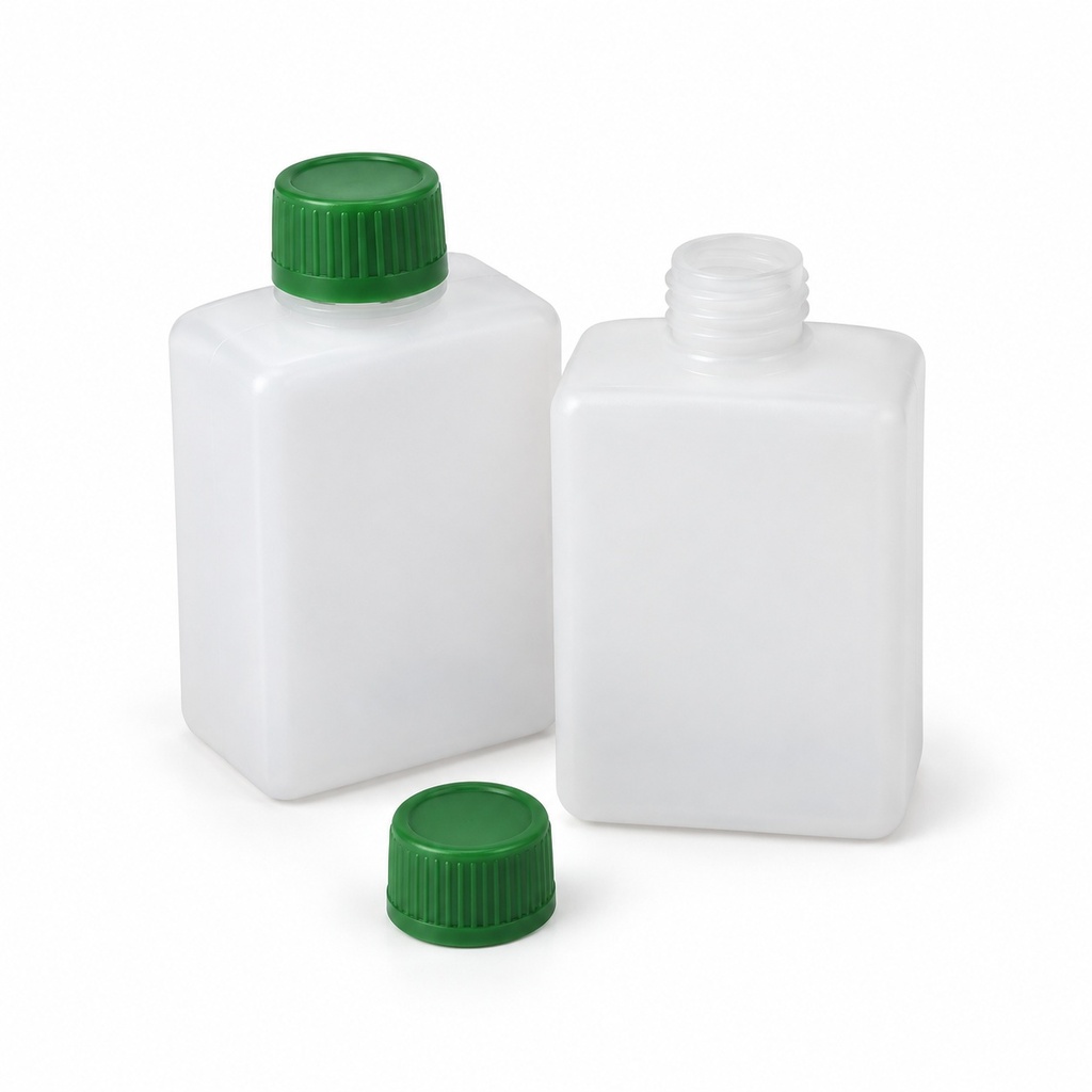 Flacon Plastique HDPE - Petit flacon avec bouchon vert « Vide - Usage polyvalent