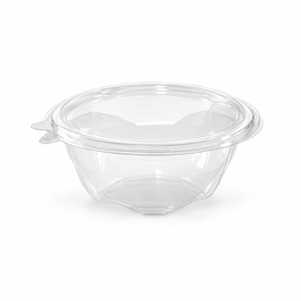 [00-2656] Barquette salade Diamond - 375 cc avec couvercle PET