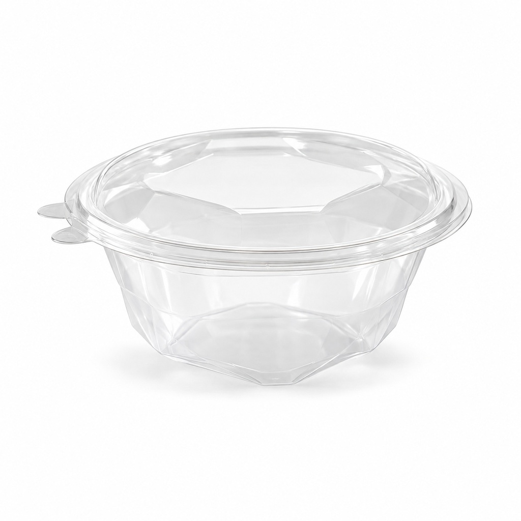 [00-2658] Barquette salade Diamond - 750 cc avec couvercle PET