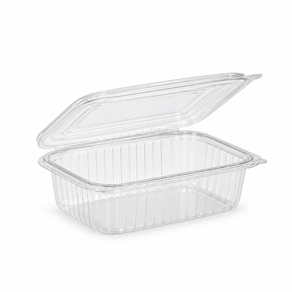 [00-2660] Barquette salade rectangulaire - 250 cc avec couvercle PET