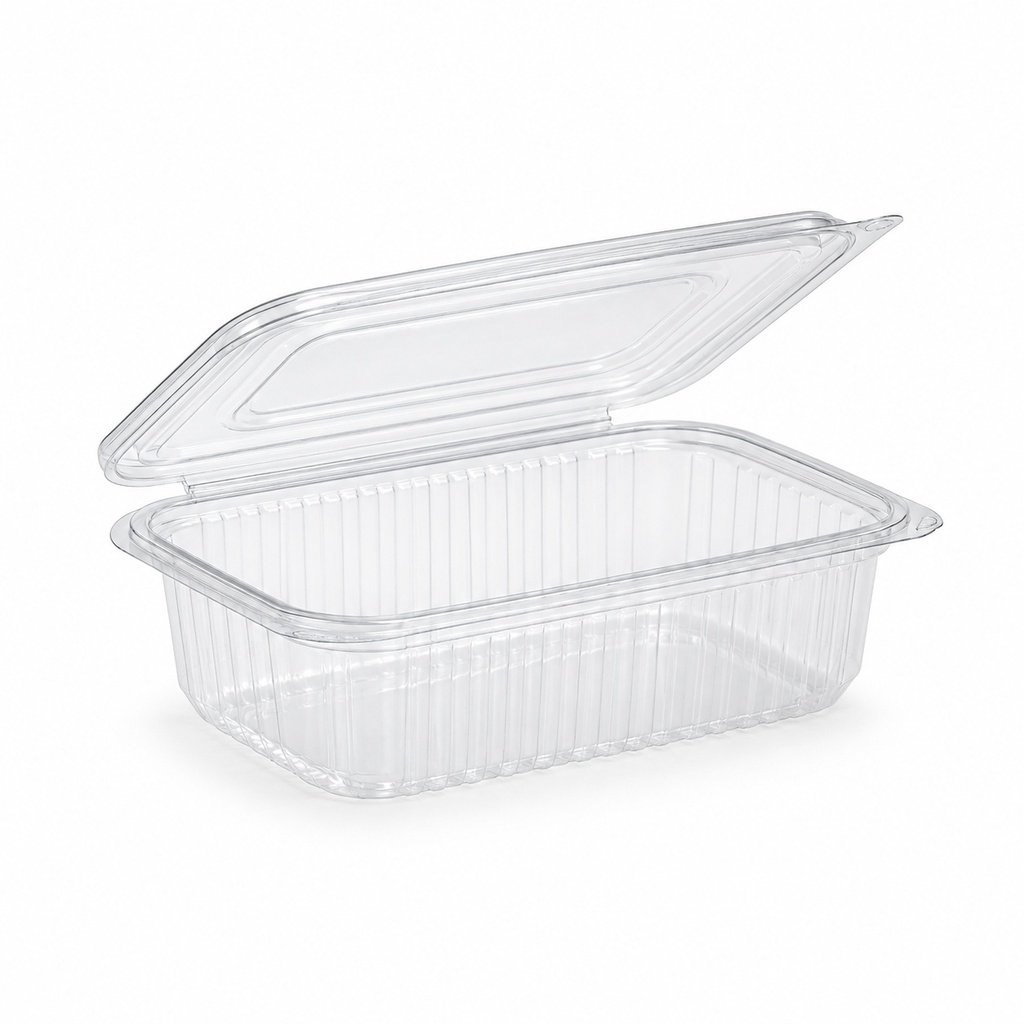 [00-2662] Barquette salade rectangulaire - 500 cc avec couvercle PET