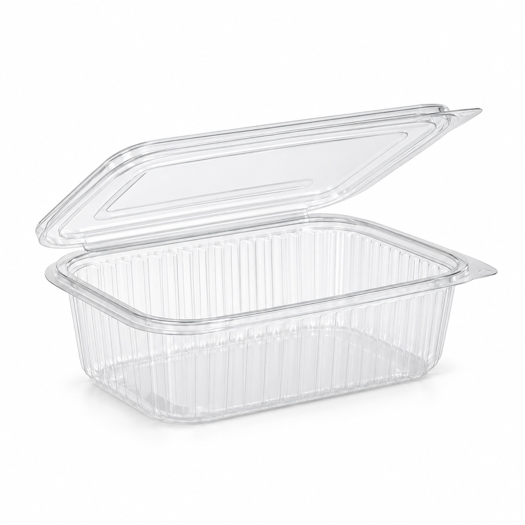 [00-2663] Barquette salade rectangulaire - 750 cc avec couvercle PET