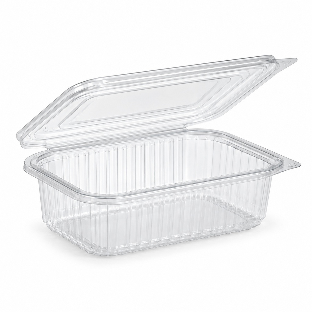 [00-2664] Barquette salade rectangulaire - 1000 cc avec couvercle PET