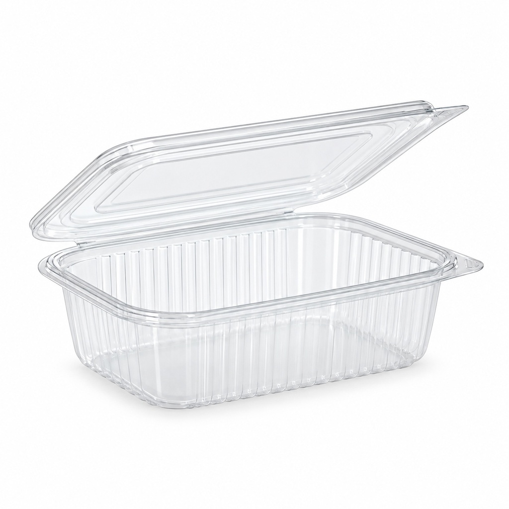 [00-2665] Barquette salade rectangulaire - 1500 cc avec couvercle PET
