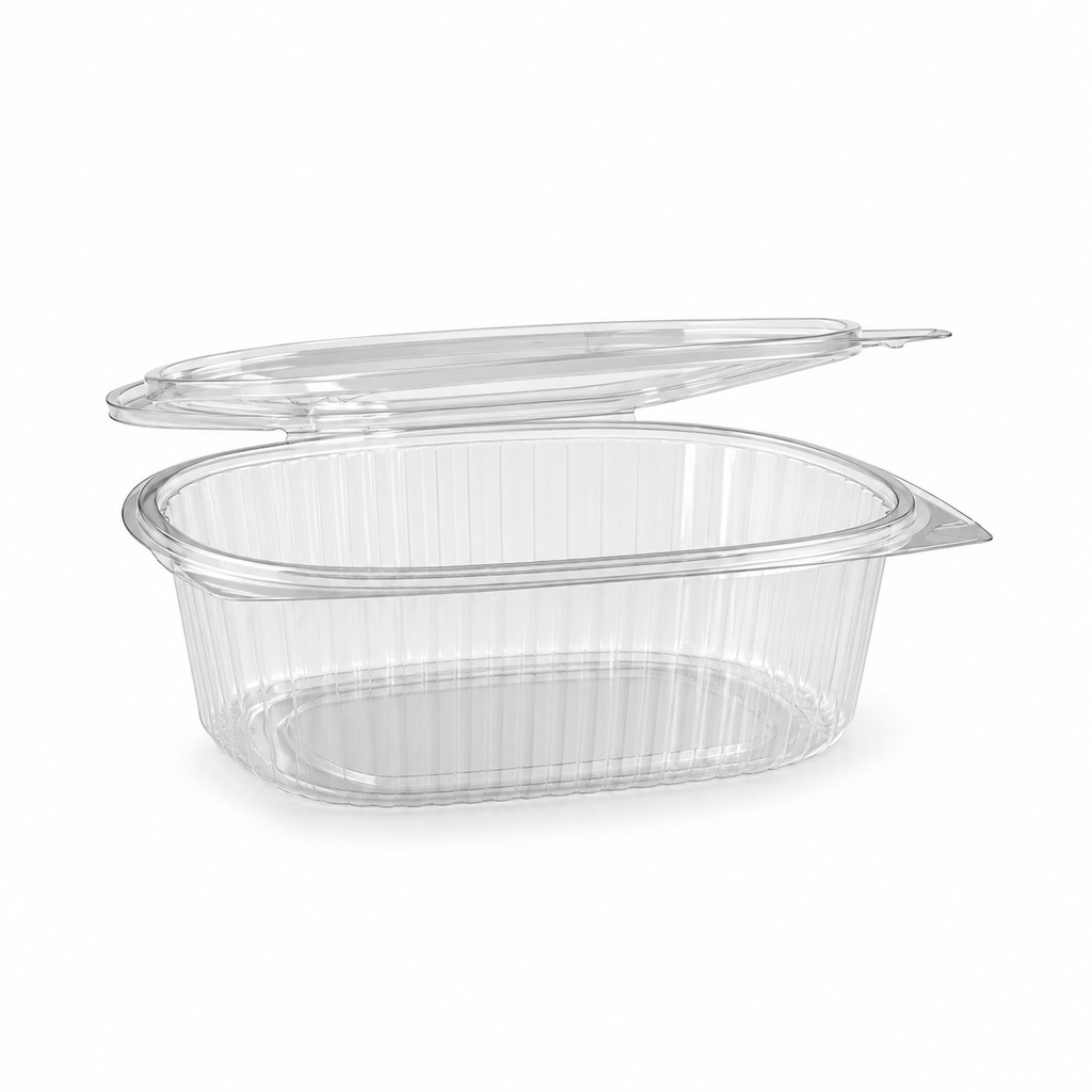 [00-2667] Barquette salade OVALE - 500 cc avec couvercle PET