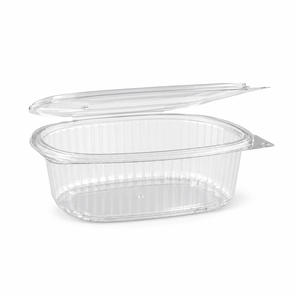 [00-2668] Barquette salade OVALE - 750 cc avec couvercle PET