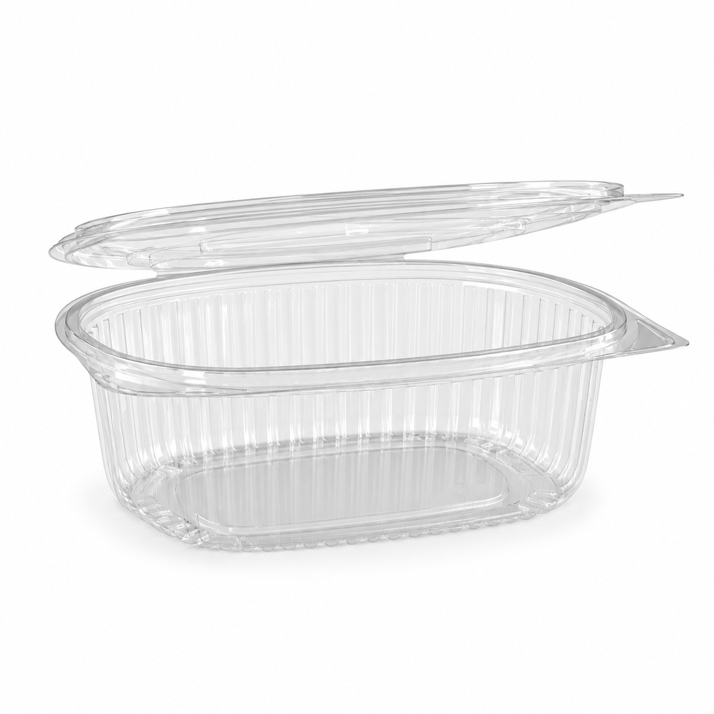 [00-2670] Barquette salade OVALE - 1500 cc avec couvercle PET