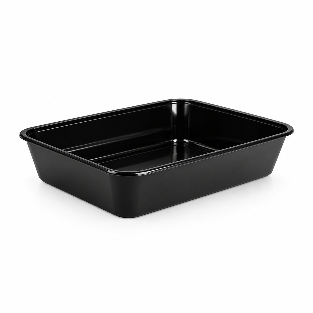[00-2701] Barquette micro-ondes - 500 cc noir compatible micro-ondes - container set combiné 175 série