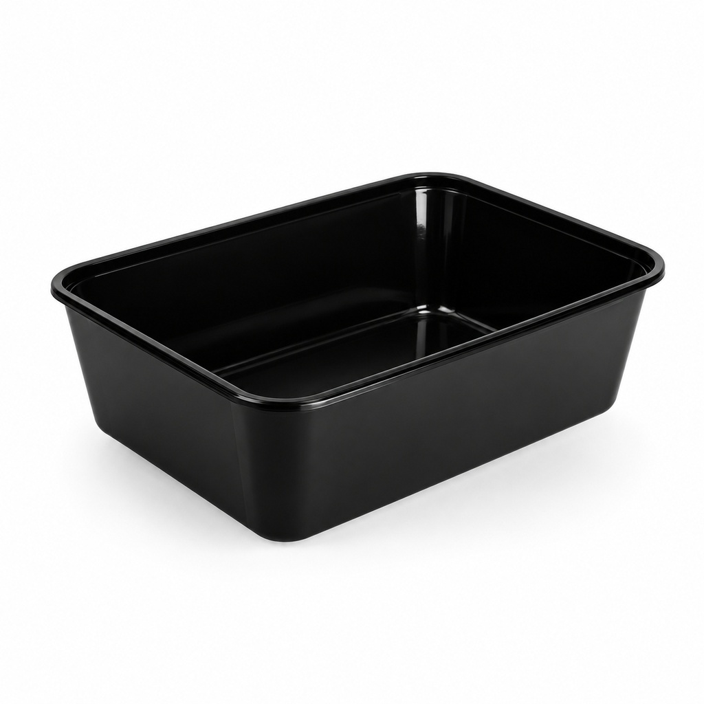 [00-2703] Barquette micro-ondes - 750 cc noir compatible micro-ondes - container set combiné 175 série