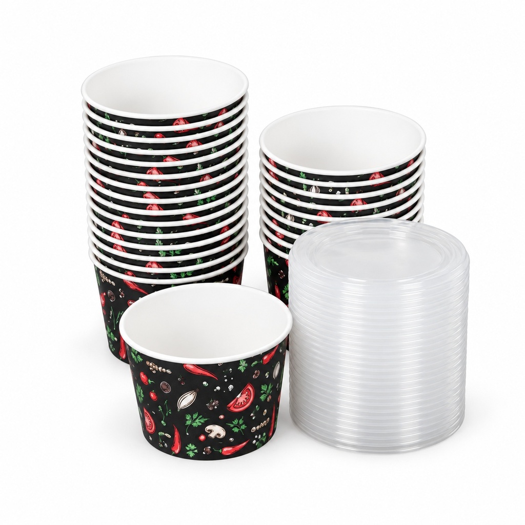 [00-2715] Bol/soupe Kraft - 500 cc Design Kraft quated layer
