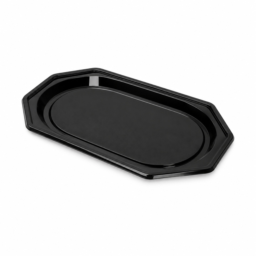 [00-2716] Plateau traiteur octogonal - noir 30 cm PET