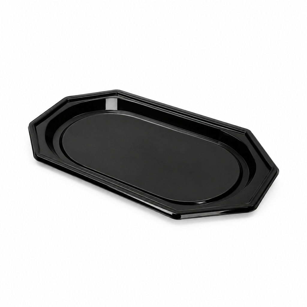 [00-2718] Plateau traiteur octogonal - noir 35 cm (moyen) PET