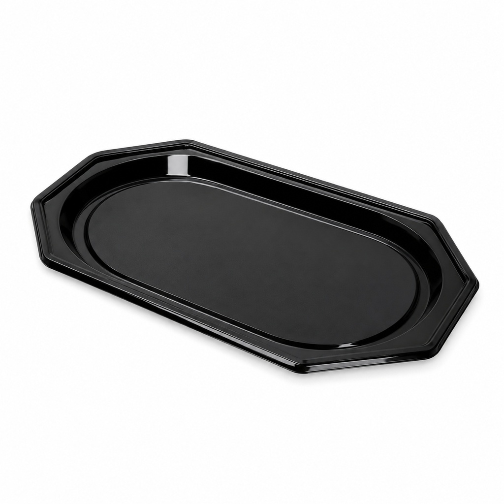 [00-2720] Plateau traiteur octogonal - noir 45 cm PET