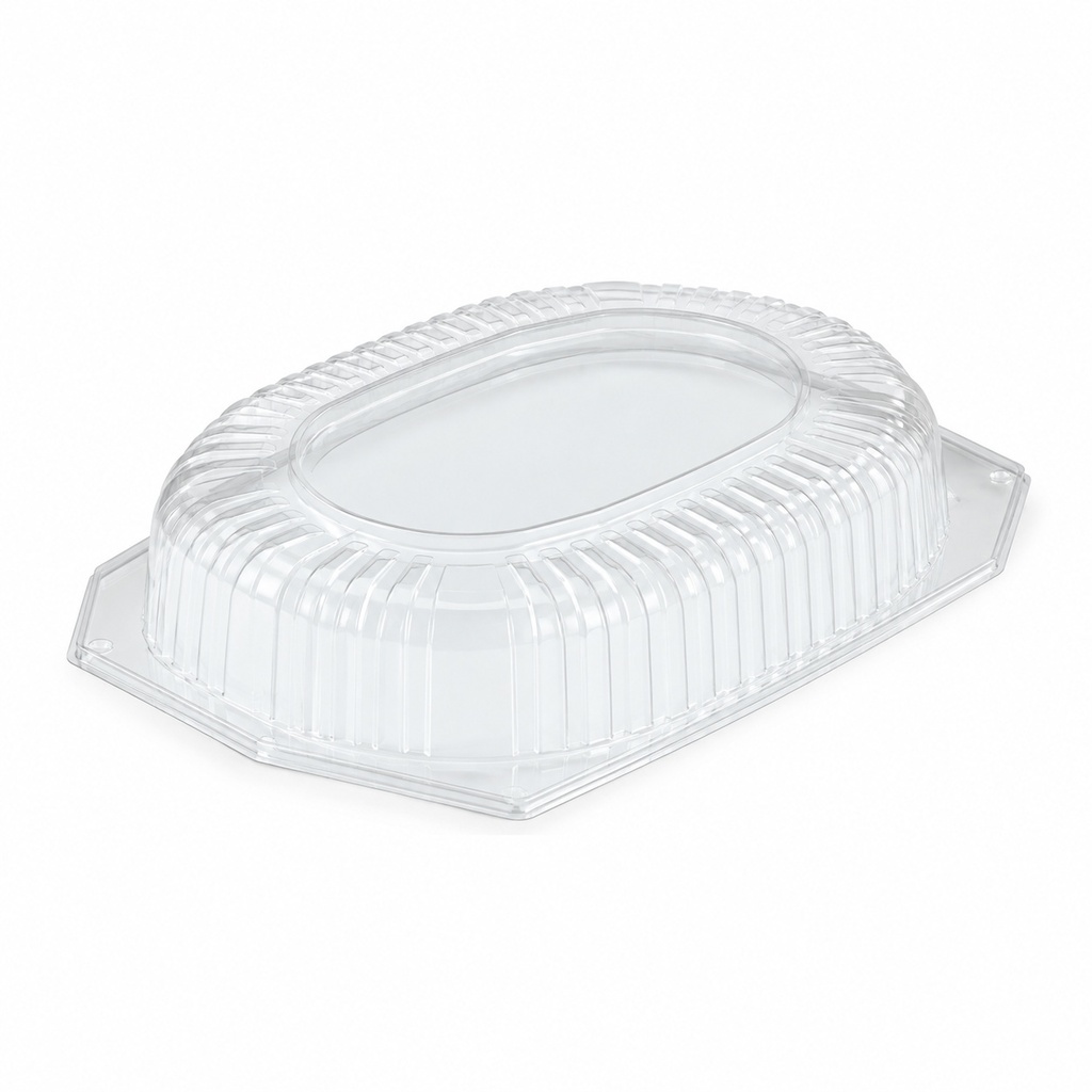 [00-2723] Plateau traiteur octogonal - noir 35 cm 7 compartiment couvercle