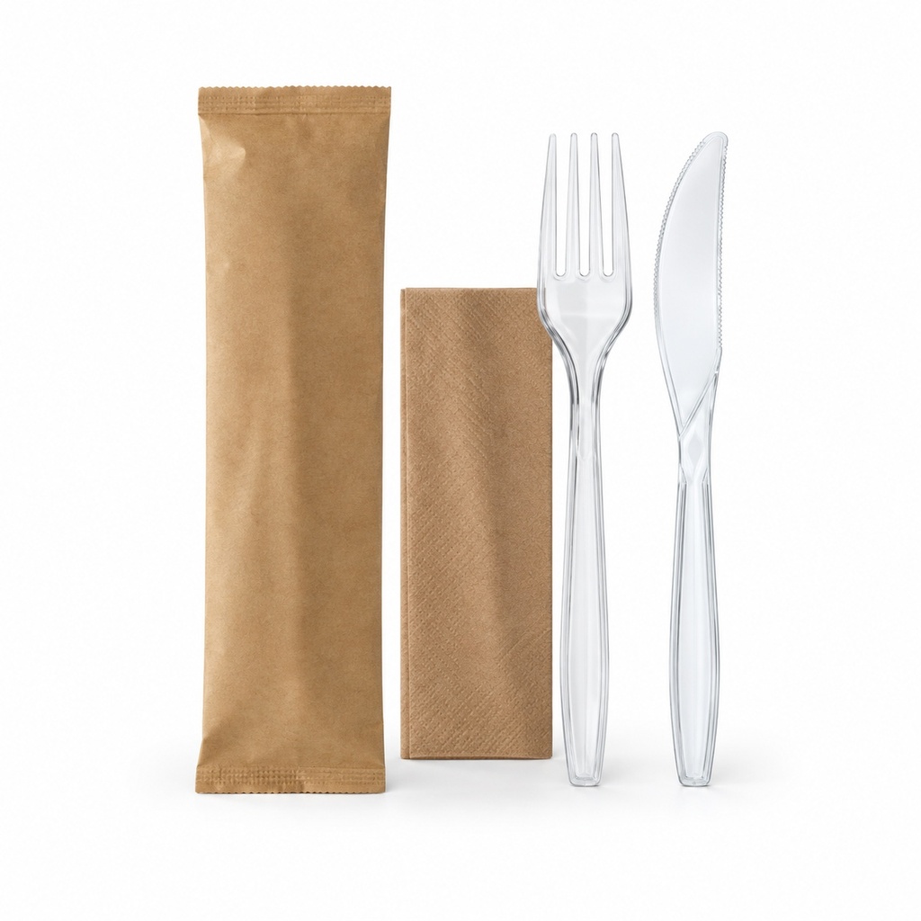 [00-2757] Set couverts 3 pièces - fourchette+couteautserviette