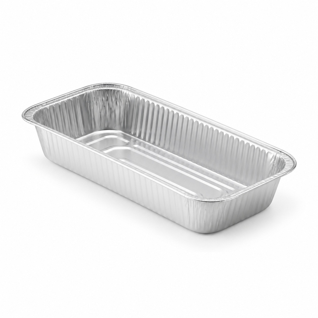 [00-2800] Barquette aluminium roulé - 400 cc "long*->L-env x - x ___ mm rebord roulé