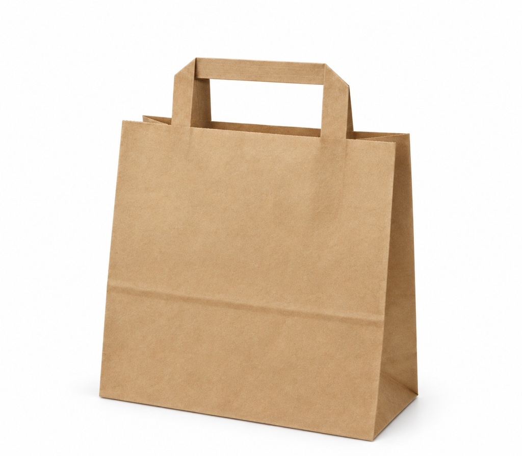 [FW00-2898.3] Sac en papier Kraft - plat avec poignées plates/ brun - / grand