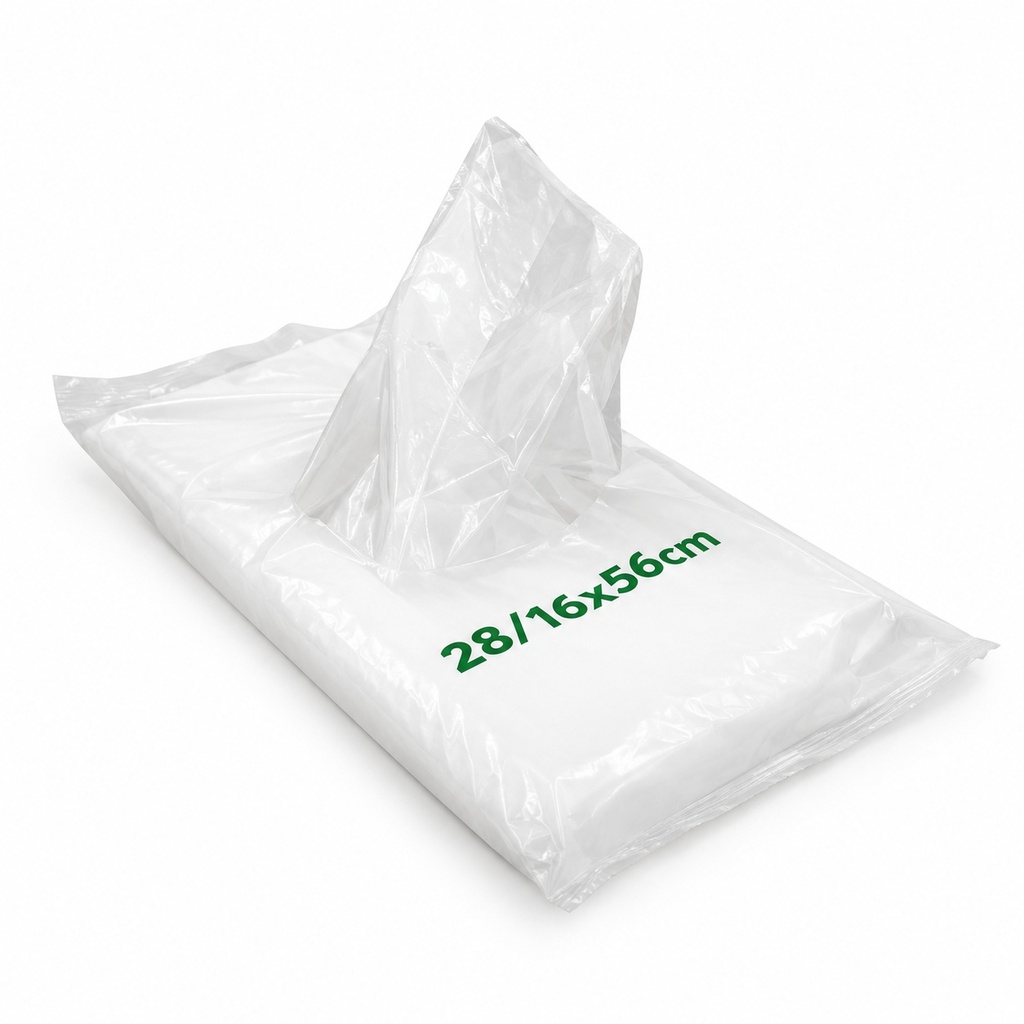 [00-3156] Sachets plastiques - HDPE Transparant sac 50my - 28/16x56cm