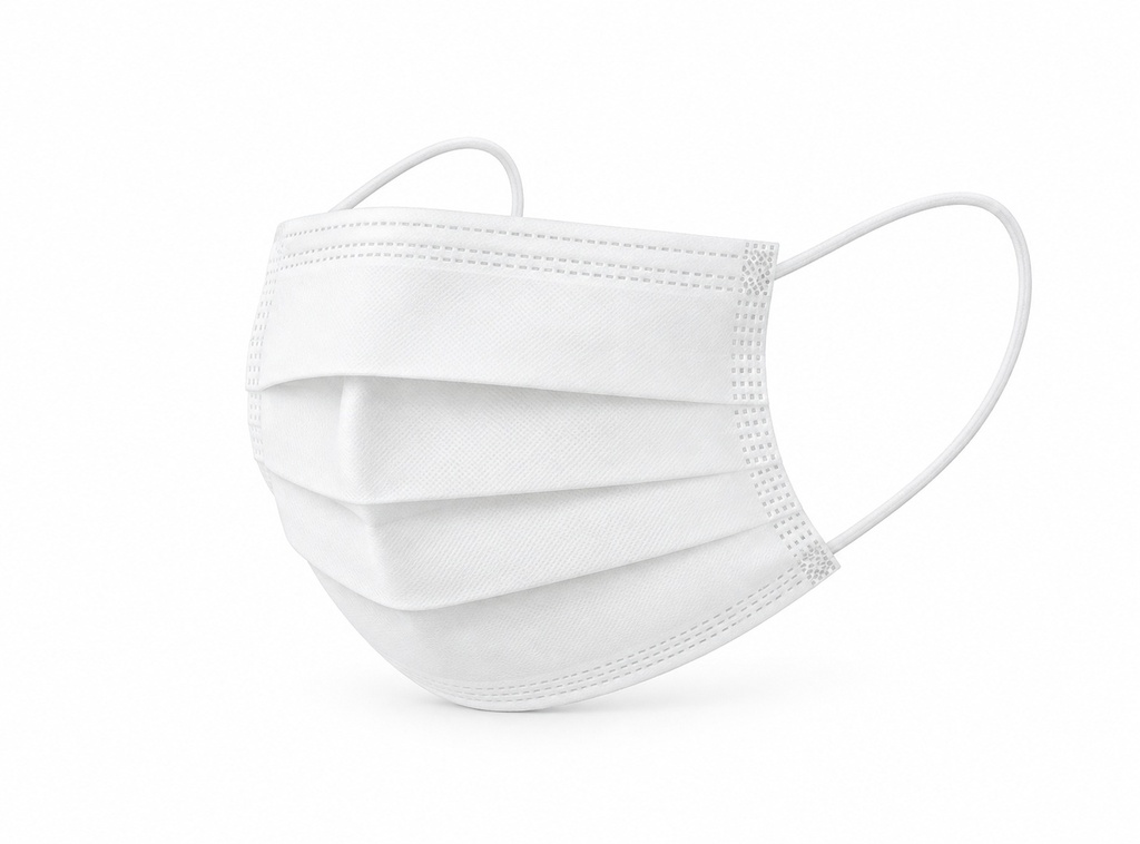 [00-3186] Masques jetables - © Masque facial blanc 3 plis jetable