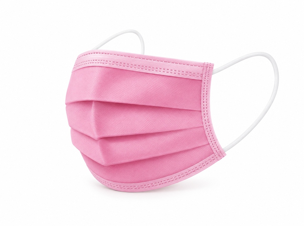 [00-3189] Masques jetables - Masque facial rose 3 plis jetable