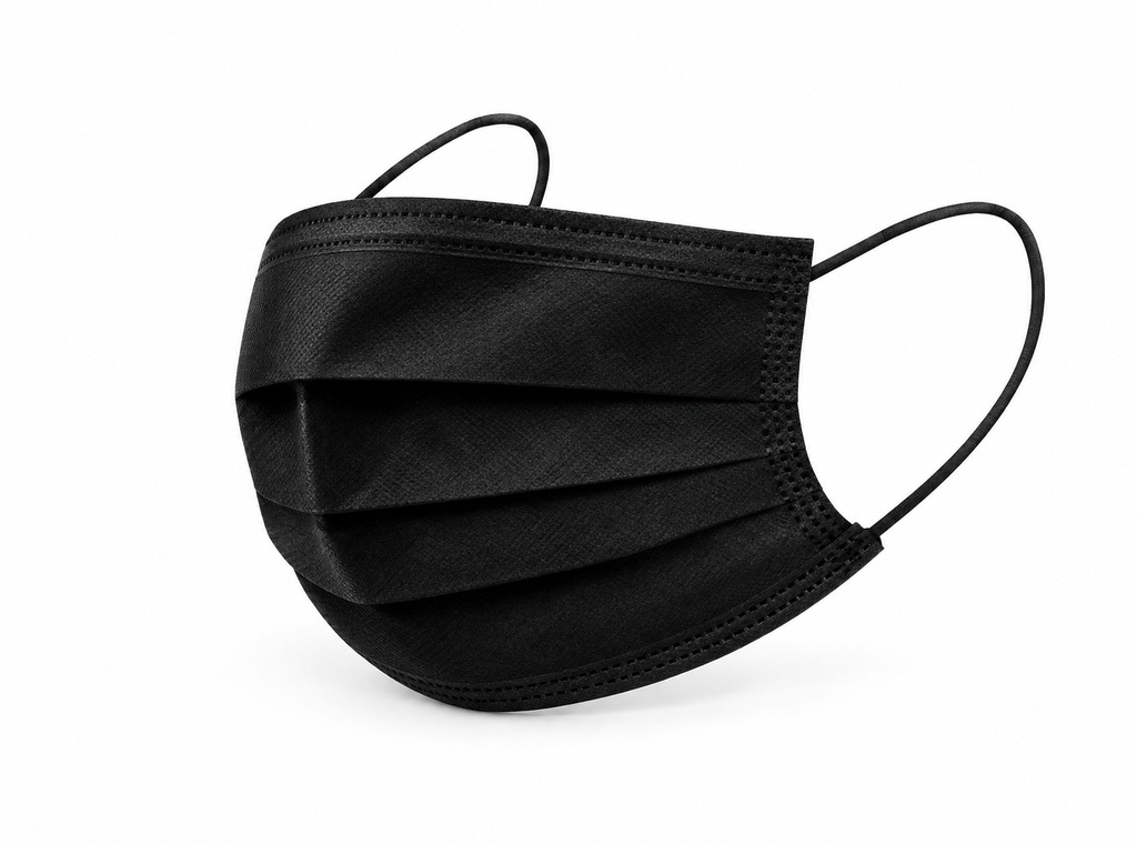 [00-3188] Masques jetables - Masque facial noire 3 plis jetable